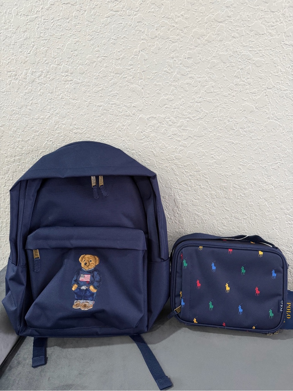 Ralph Lauren Polo Bear Backpack & Pony Lunch Tote Set
